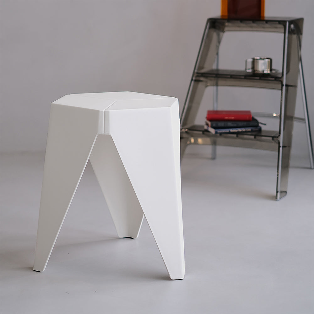 Nova 2x Bar Stools Puzzle Plastic Foot Stool White