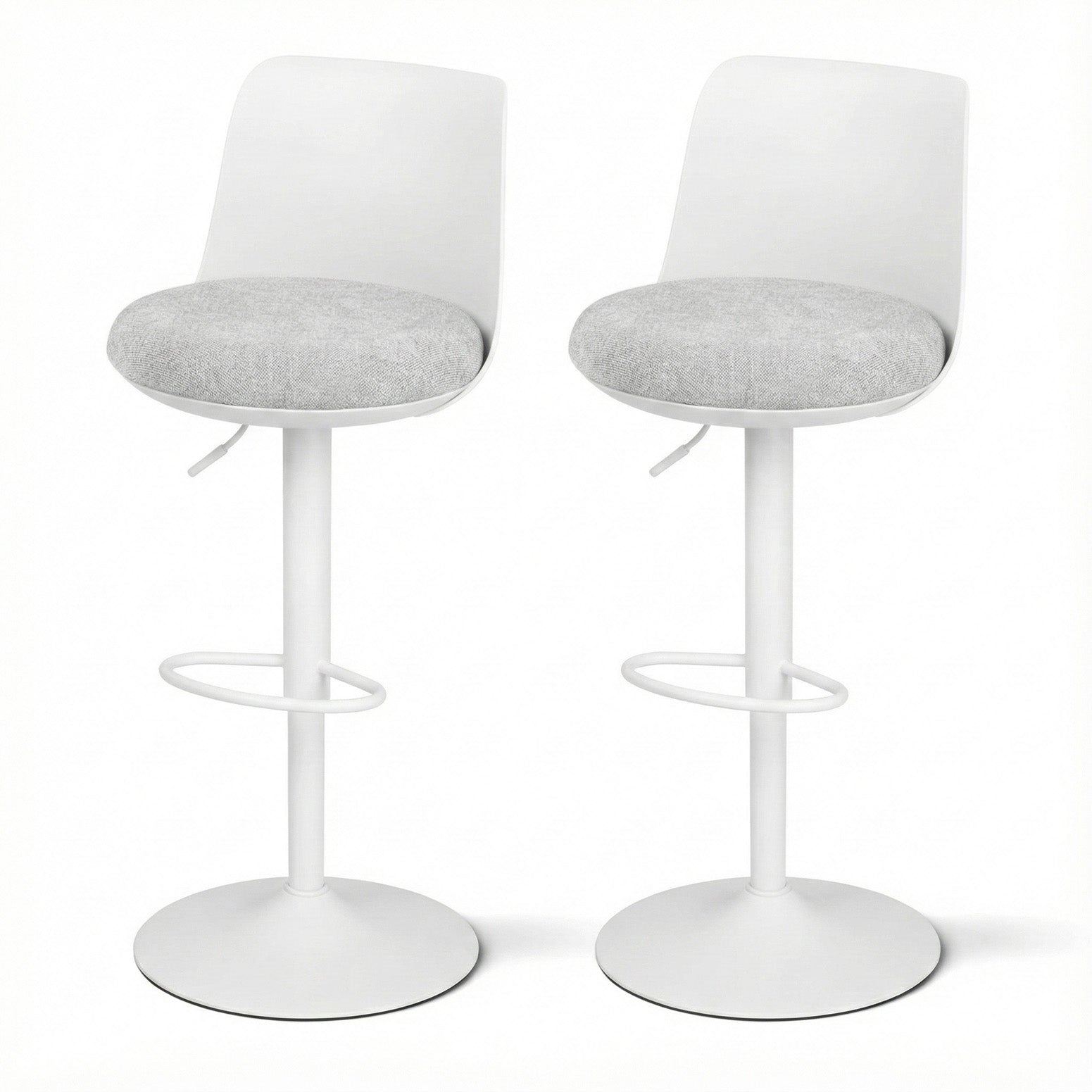 Cove 2x Bar Stools Kitchen Swivel Gas Lift Counter Dining Chair Curved White
