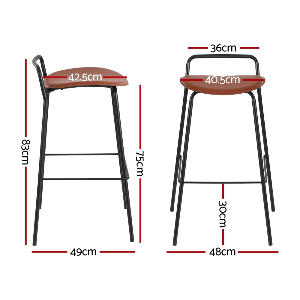 Rowan Metal Bar Stools – Brown – Set of 4