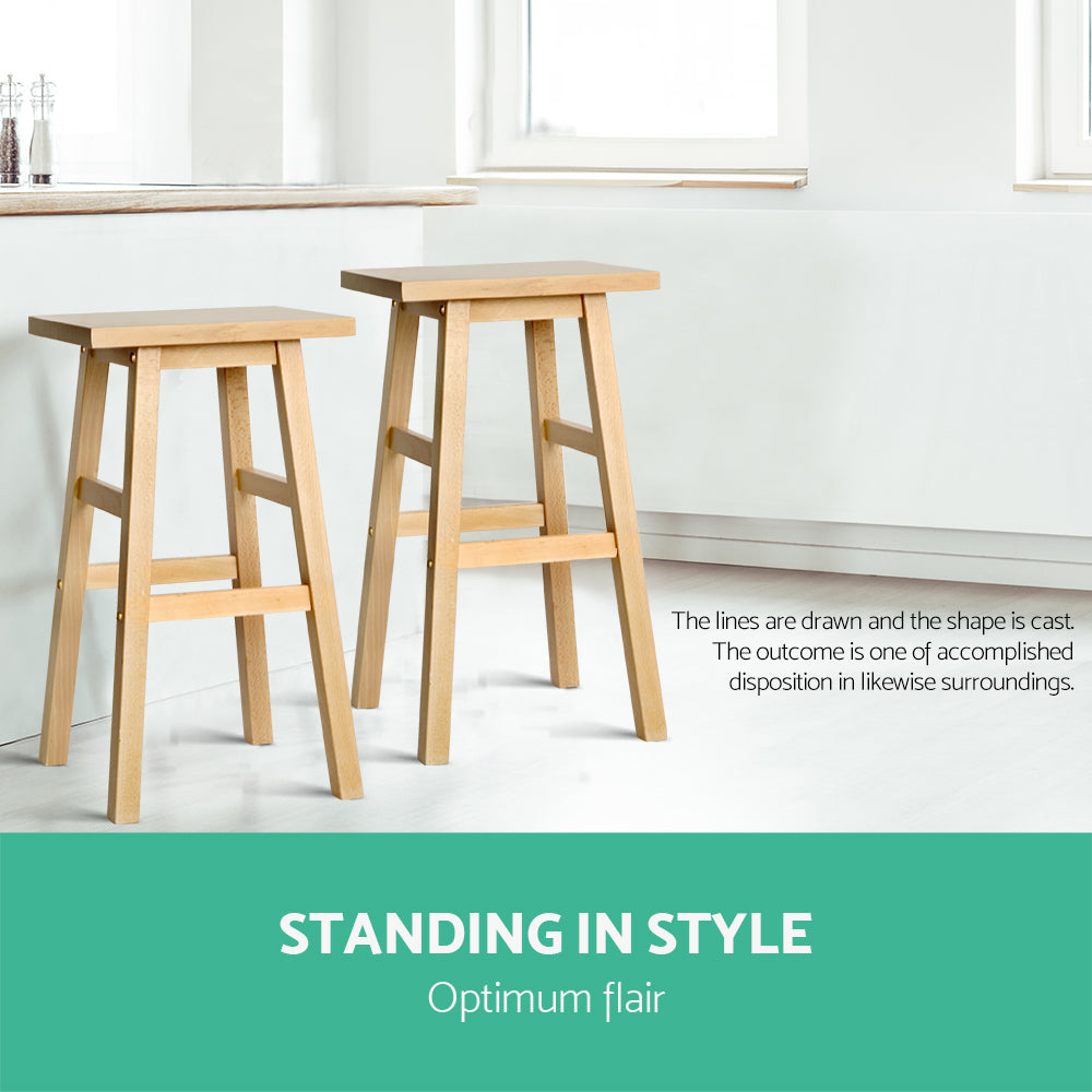 Marston Beech Wood Bar Stools – Natural – Set of 2