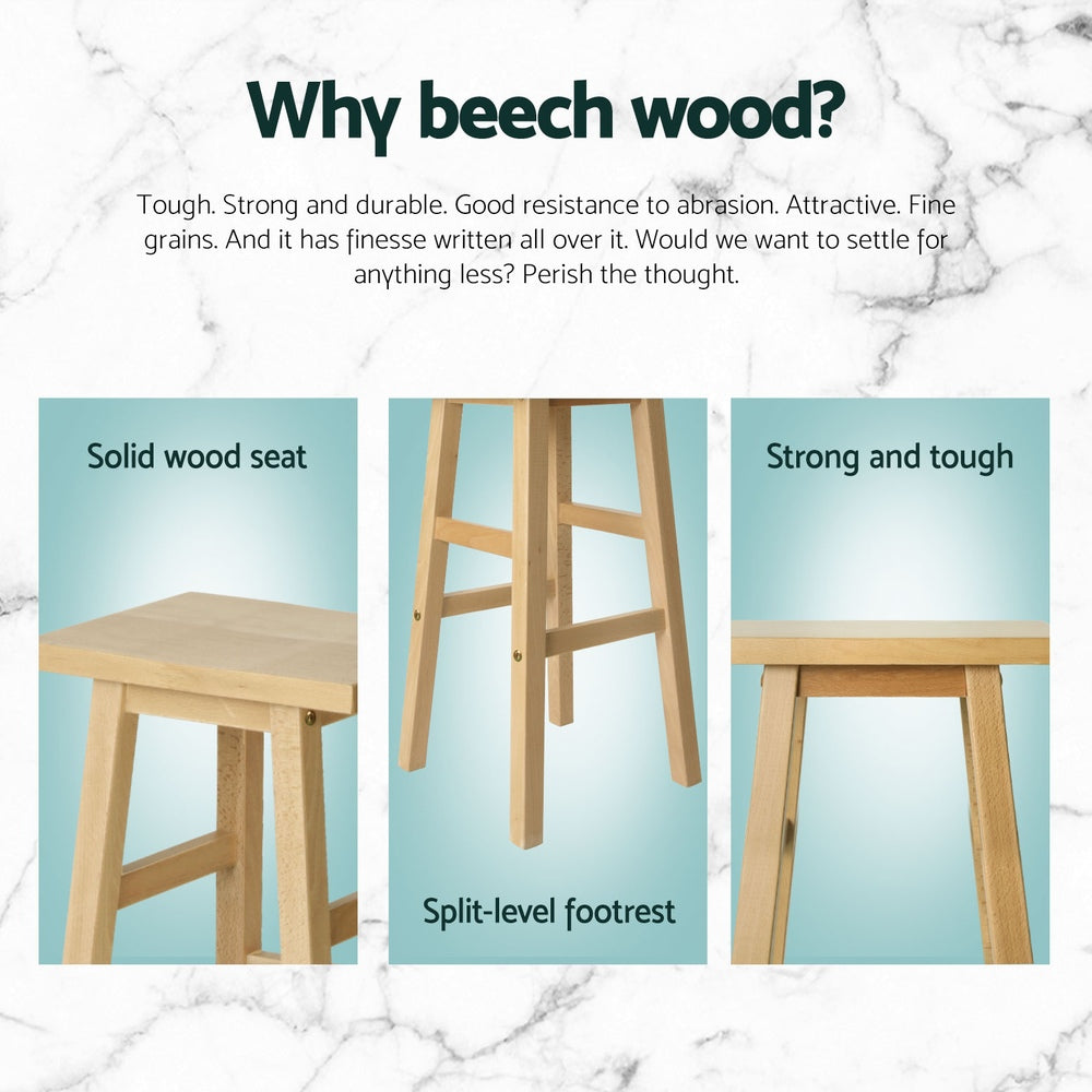 Baden Wooden Bar Stools – Brown – Set of 4