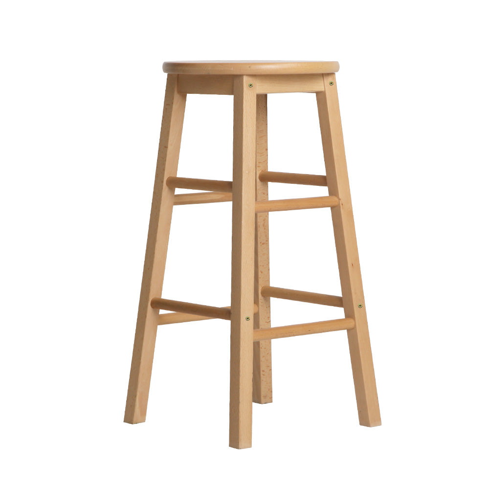 Elmwood Beech Wood Bar Stools – Natural – Set of 2