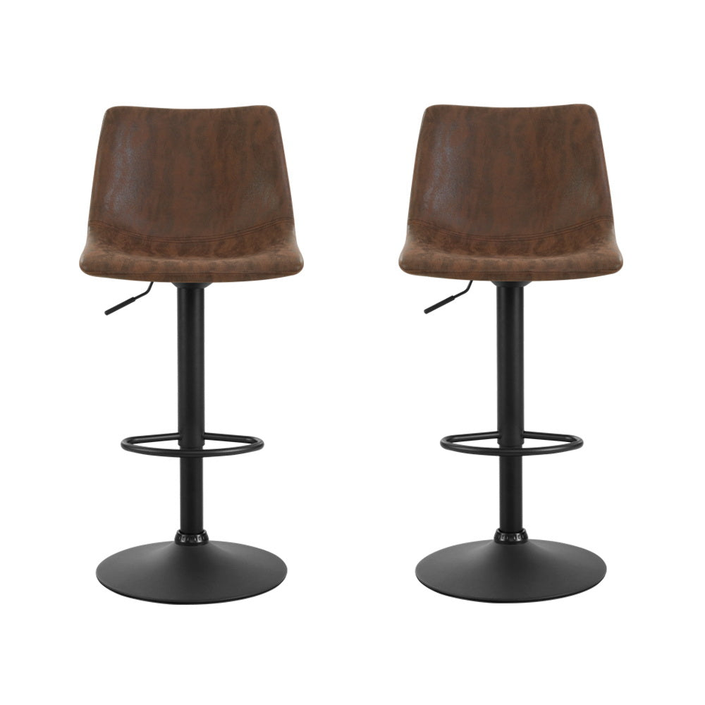 Nara Gas Lift Vintage Swivel Bar Stools – Brown – Set of 2