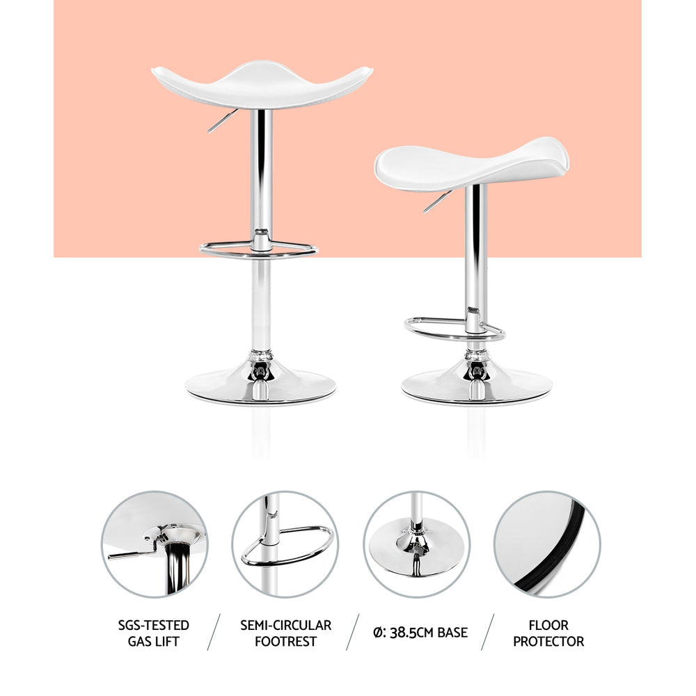 Hudson Swivel Leather Bar Stools – White – Set of 4