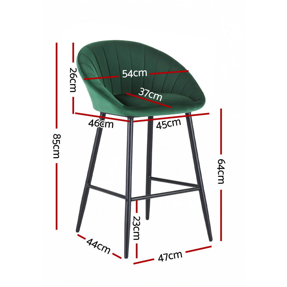 Atlas Tub Velvet Counter Stools – Green – Set of 2
