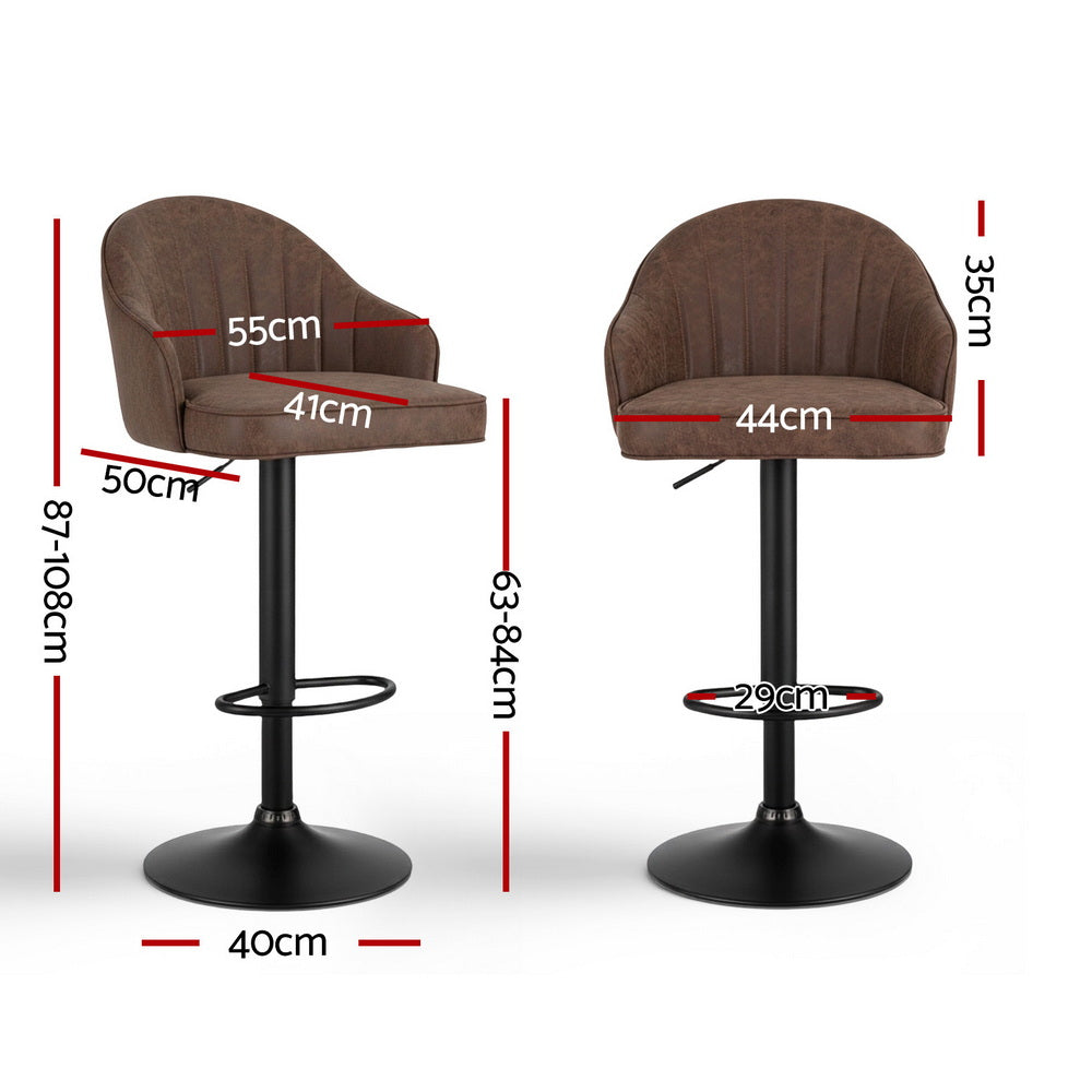 Arlo Swivel Gas Lift Bar Stools with Shell Design – Brown – Set of 2