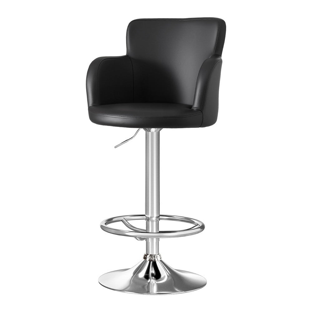 Nova 1x Leather Bar Stools Swivel Adjustable Gas Lift PU Counter Chairs Black