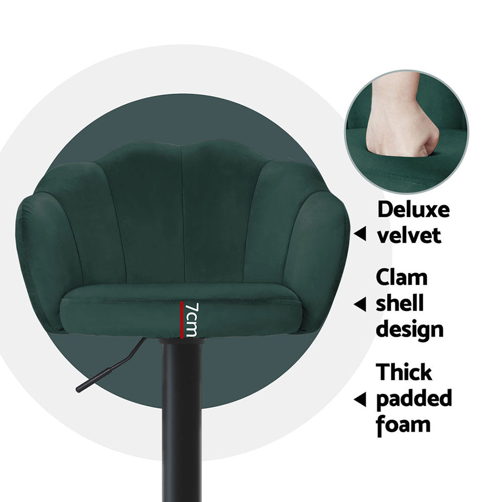 Avalon Velvet Bar Stools – Green – Set of 4