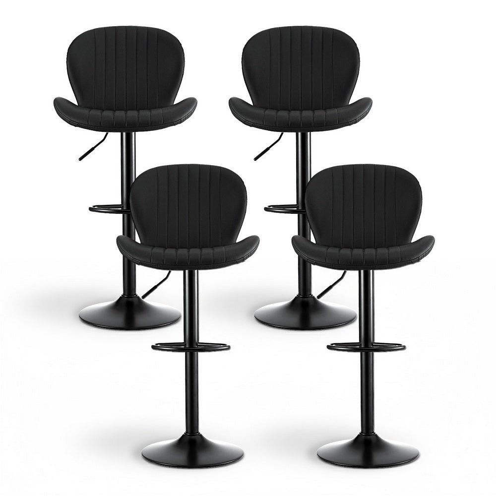 Kairo Swivel Gas Lift Counter Stools – Black – Set of 4