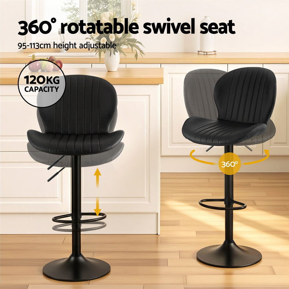 Kairo Swivel Gas Lift Counter Stools – Black – Set of 4