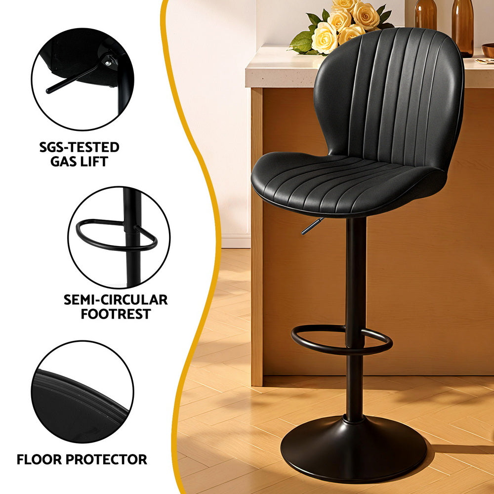Kairo Swivel Gas Lift Counter Stools – Black – Set of 4