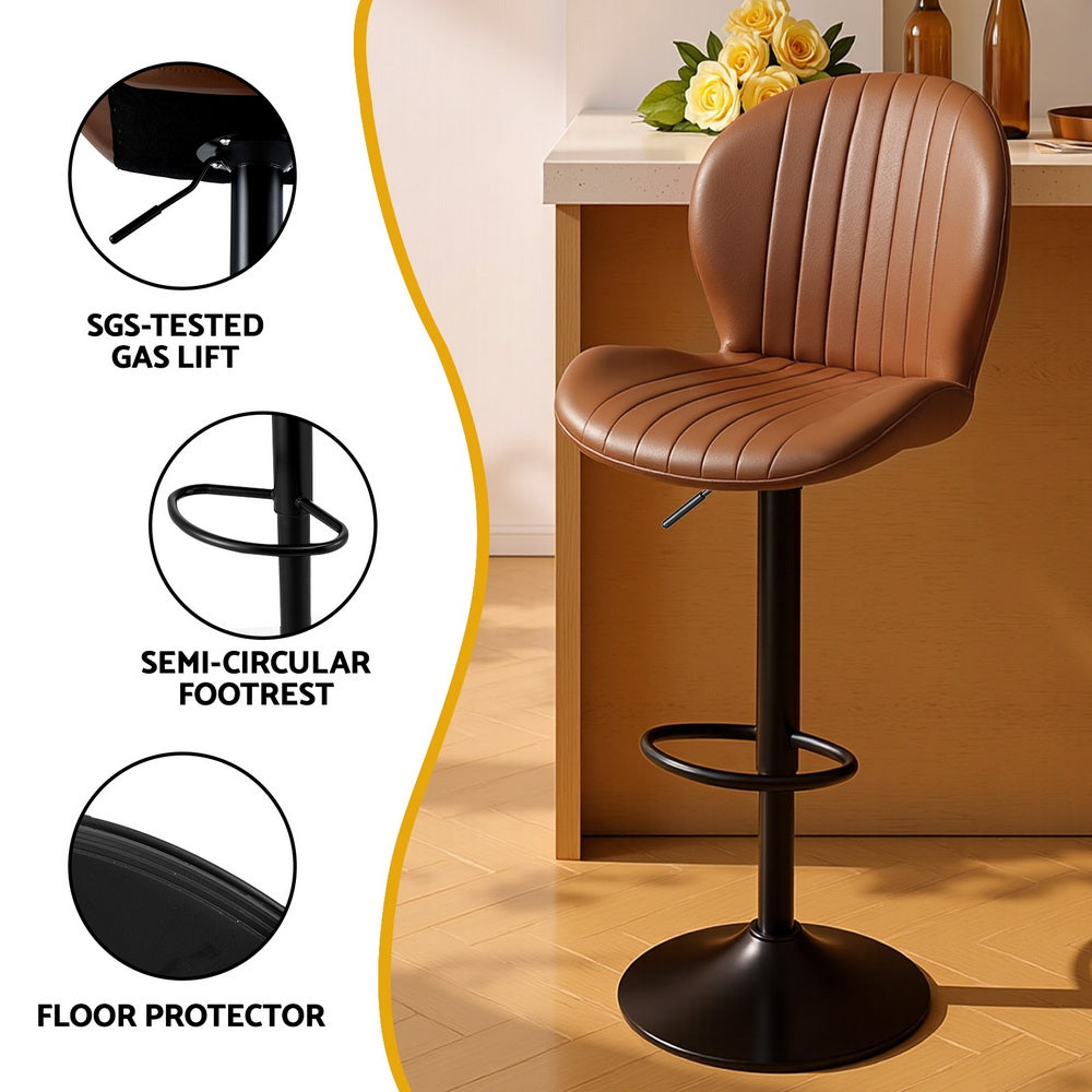 Linden Swivel Gas Lift Counter Stools – Brown – Set of 4