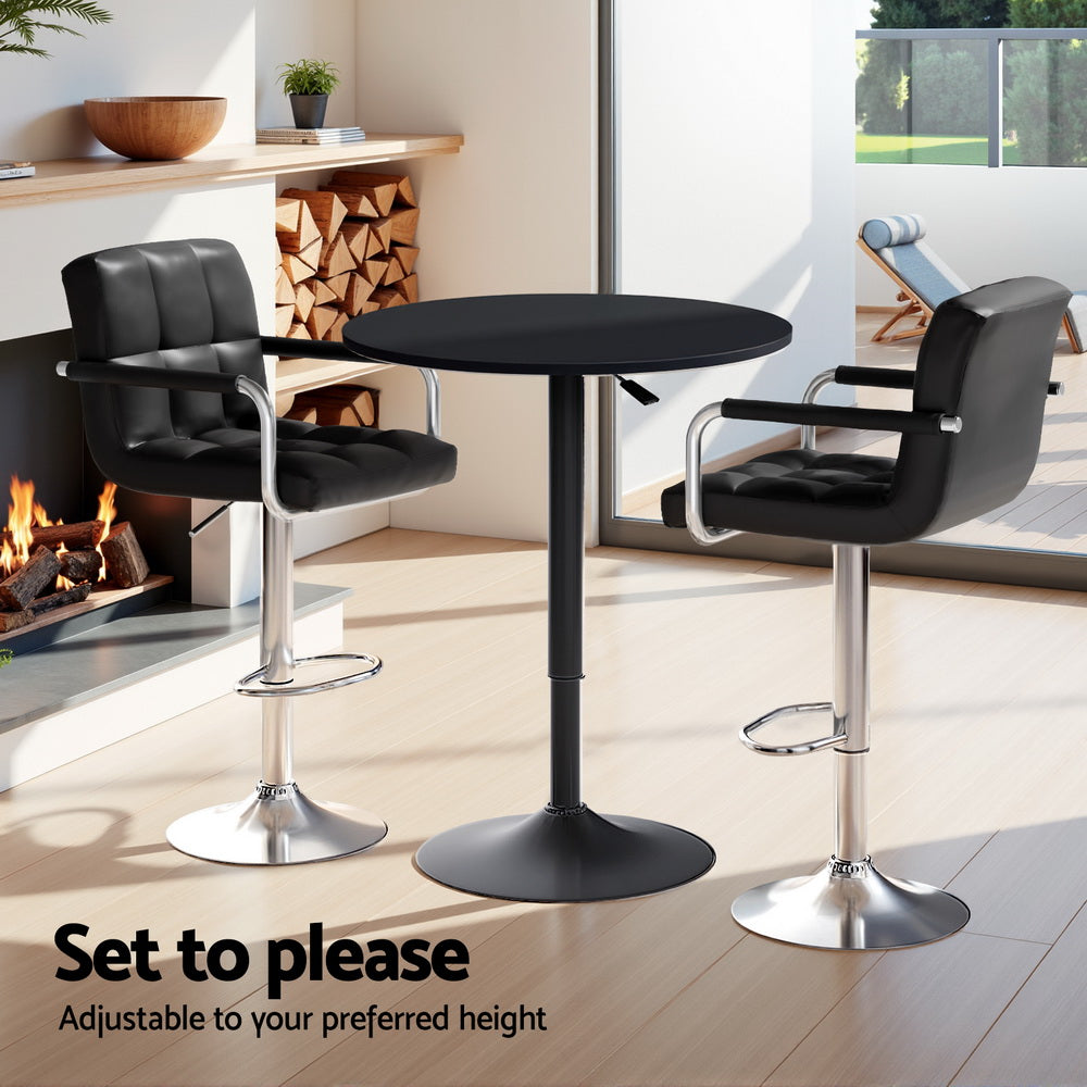 Meridian Bar Table & Stool Set – Black – Set of 3