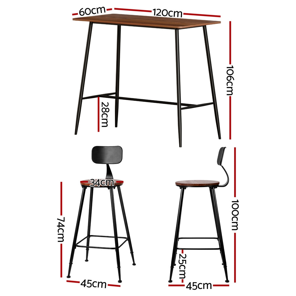 Callan Wood Bar Table and Stool Set – Natural – Set of 4