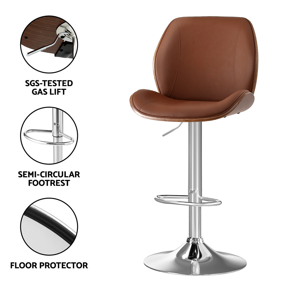Rowan Bentwood Swivel Bar Stool – Brown – Single