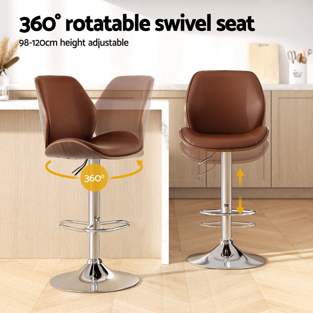 Linden Bentwood Bar Stools – Brown / Wood – Set of 2