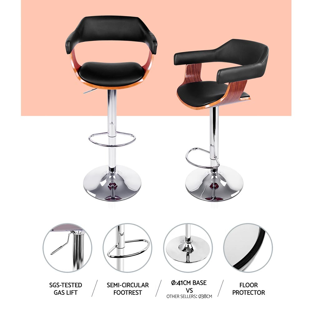 Halston Wooden Swivel Bar Stool – Black & Wood – Single