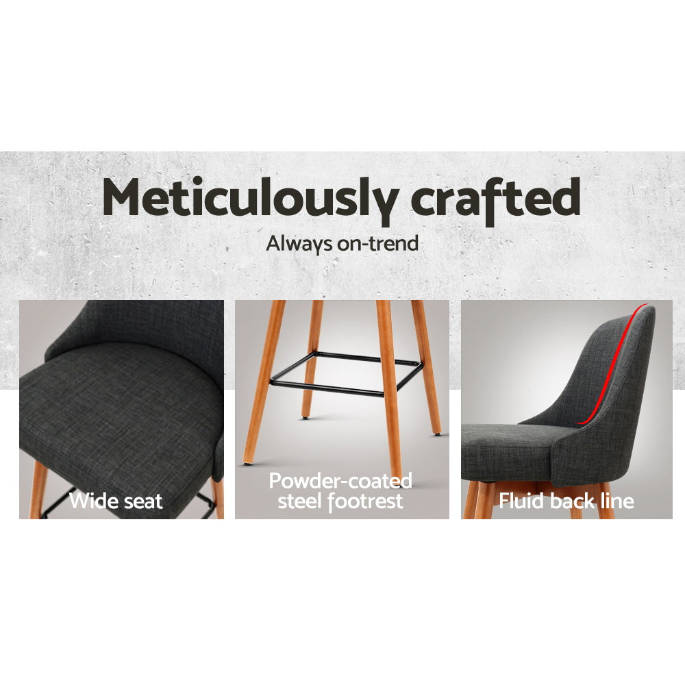 Ashton Fabric Bar Stools – Charcoal – Set of 2