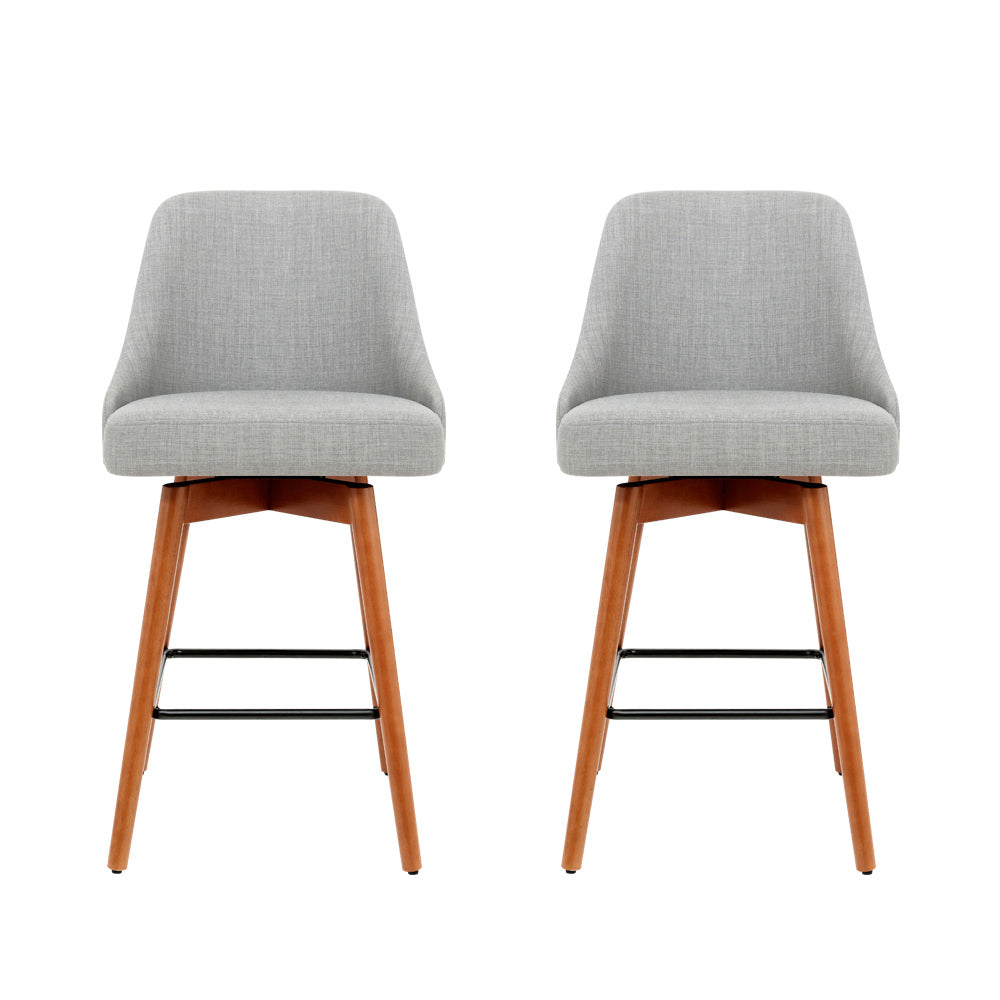 Ashton Fabric Bar Stools – Light Grey – Set of 2
