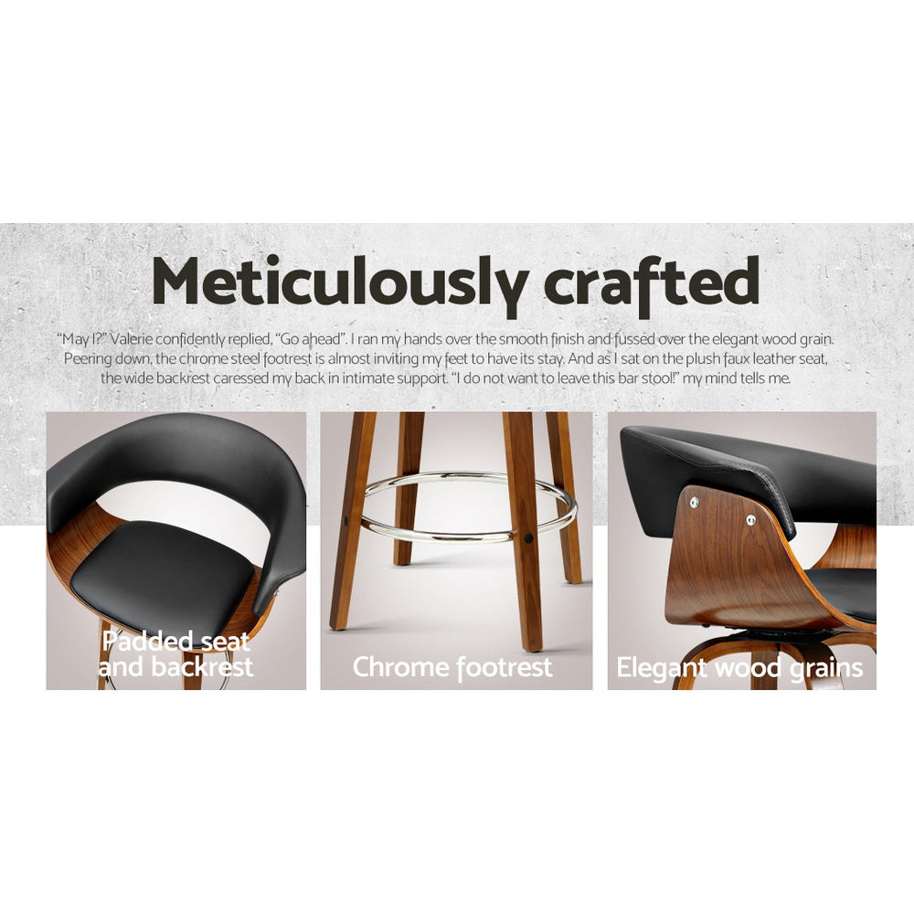 Walton Swivel Bar Stools – Black Leather – Set of 2