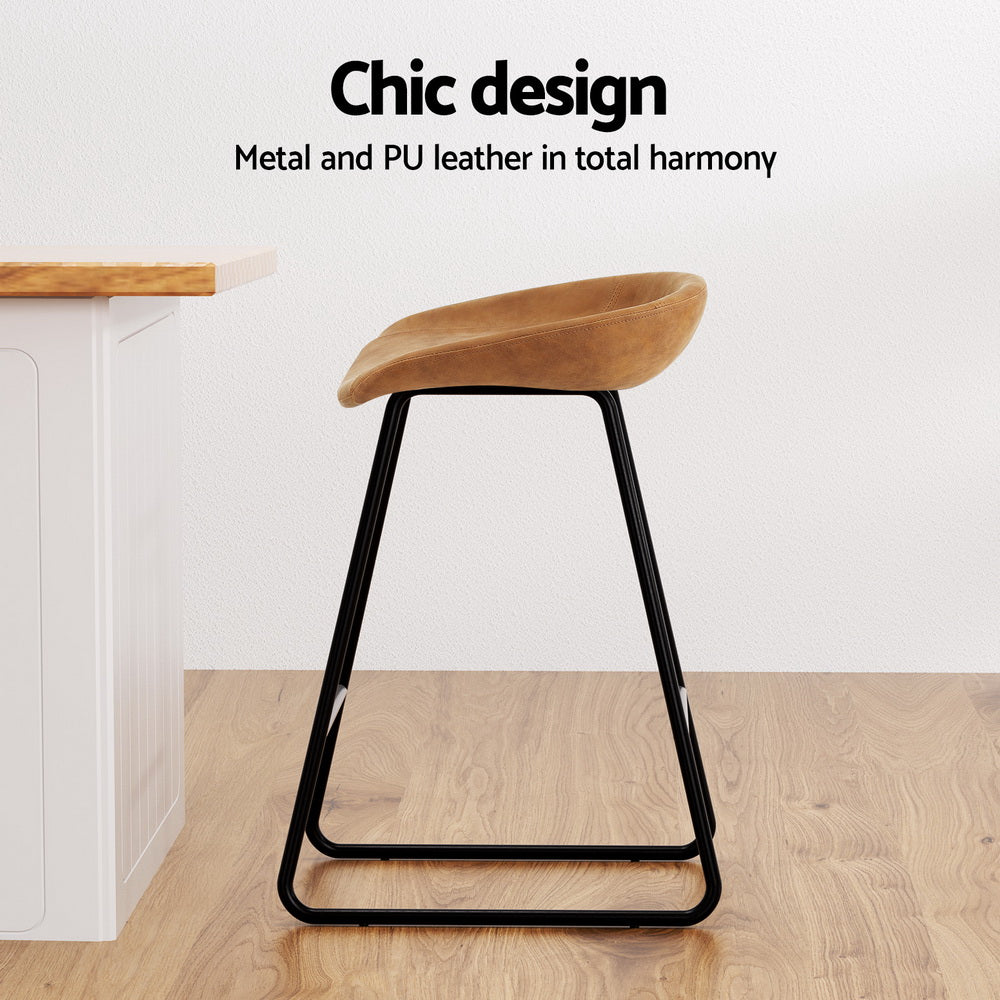 Haven Fixed Counter Stools – Brown – Set of 4