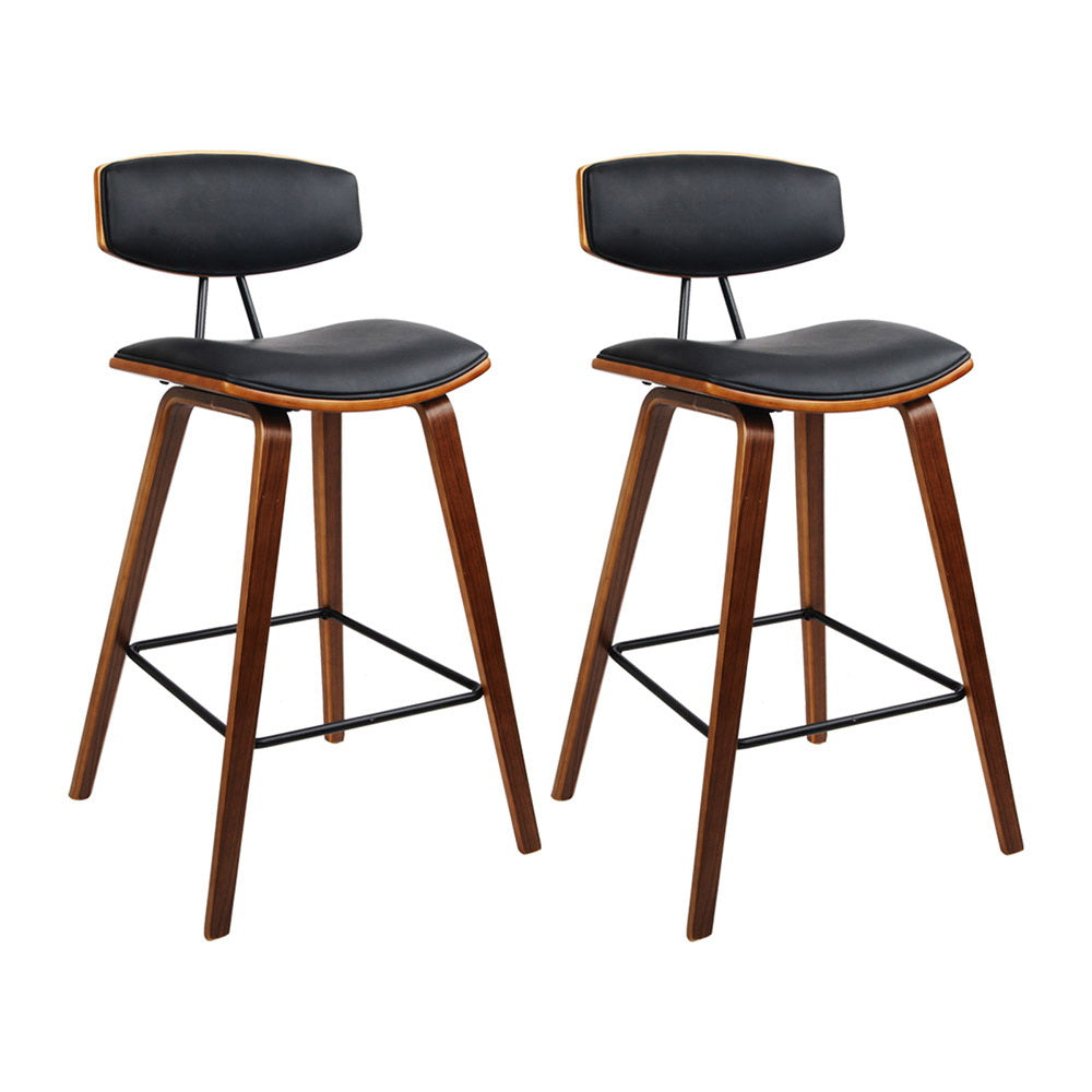 Calisto Leather Bar Stools – Black – Set of 2