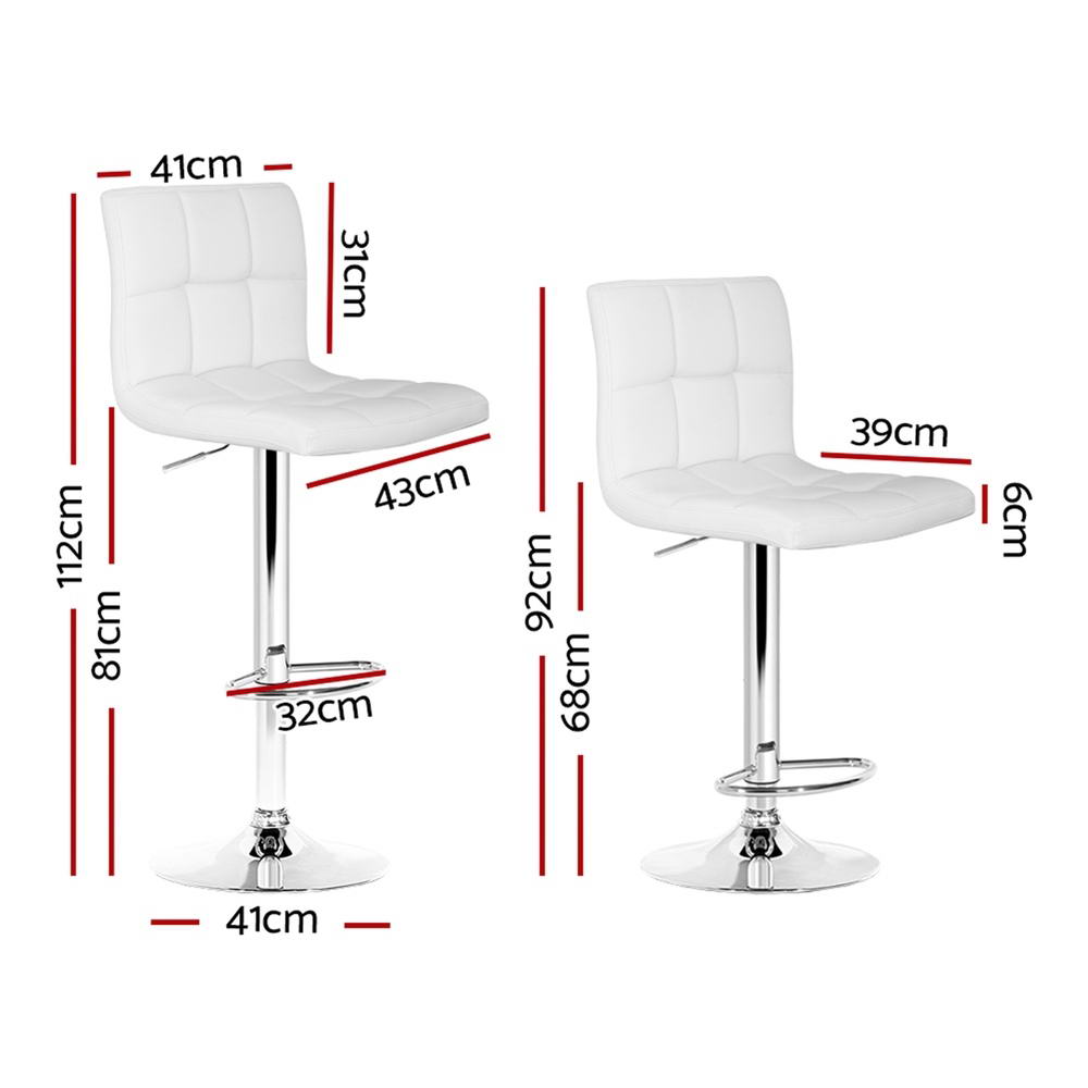 Maxim Gas Lift Bar Stools – White – Set of 4