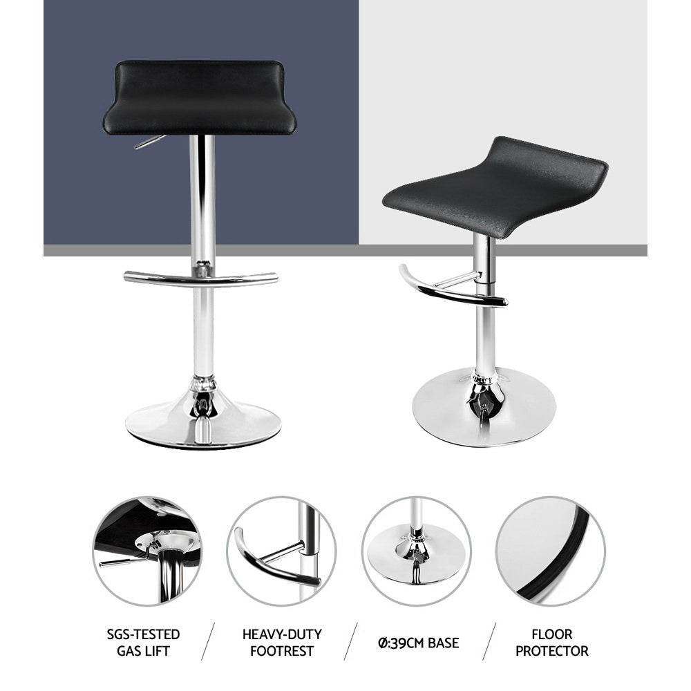 Serano Gas Lift Leather Bar Stools – Black – Set of 4