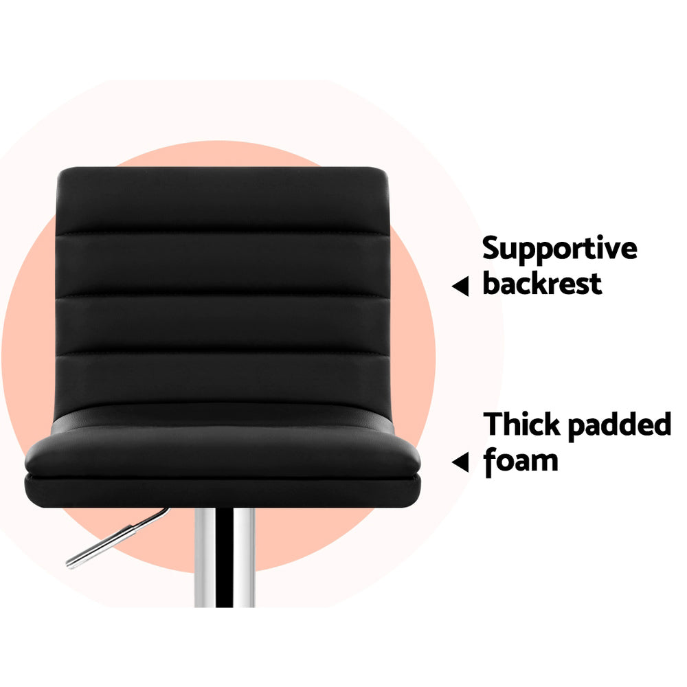 Cambridge Leather Line Bar Stools – Black – Set of 2