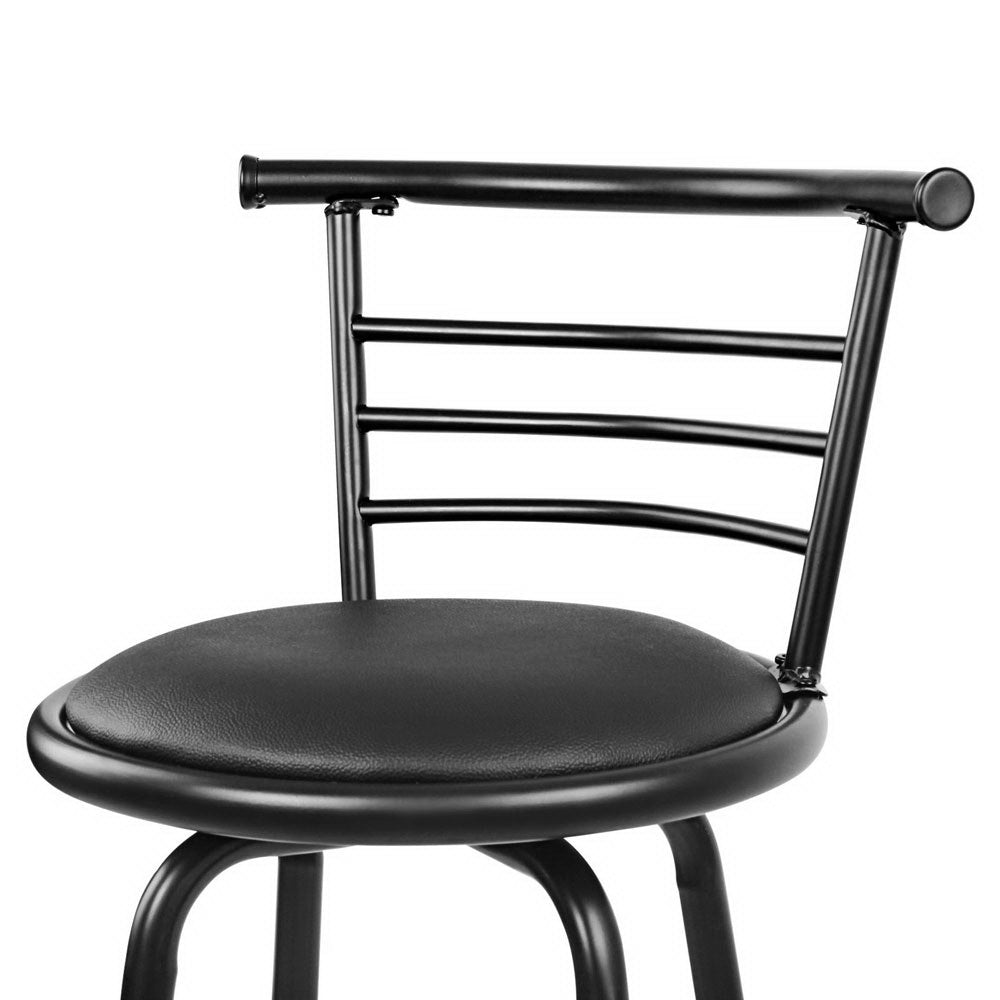 Kairo Swivel Leather Bar Stools – Black – Set of 4