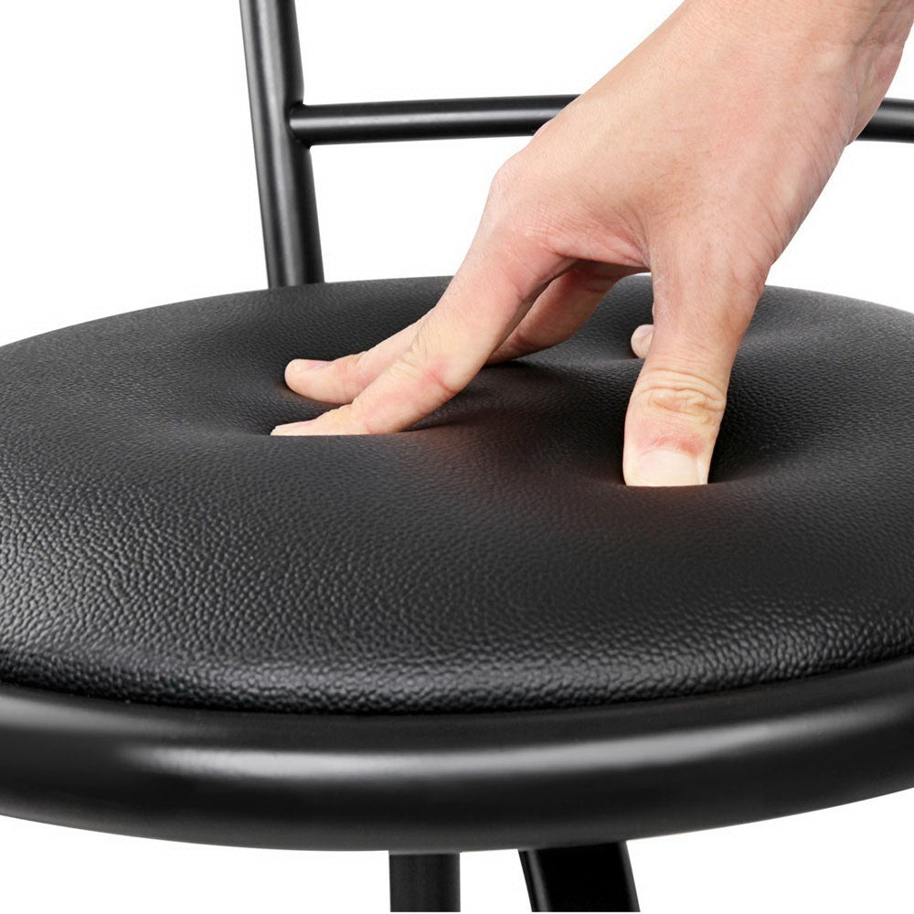 Kairo Swivel Leather Bar Stools – Black – Set of 4
