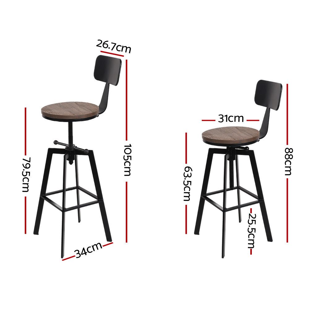 Maddox Industrial Bar Stools – Black – Set of 2