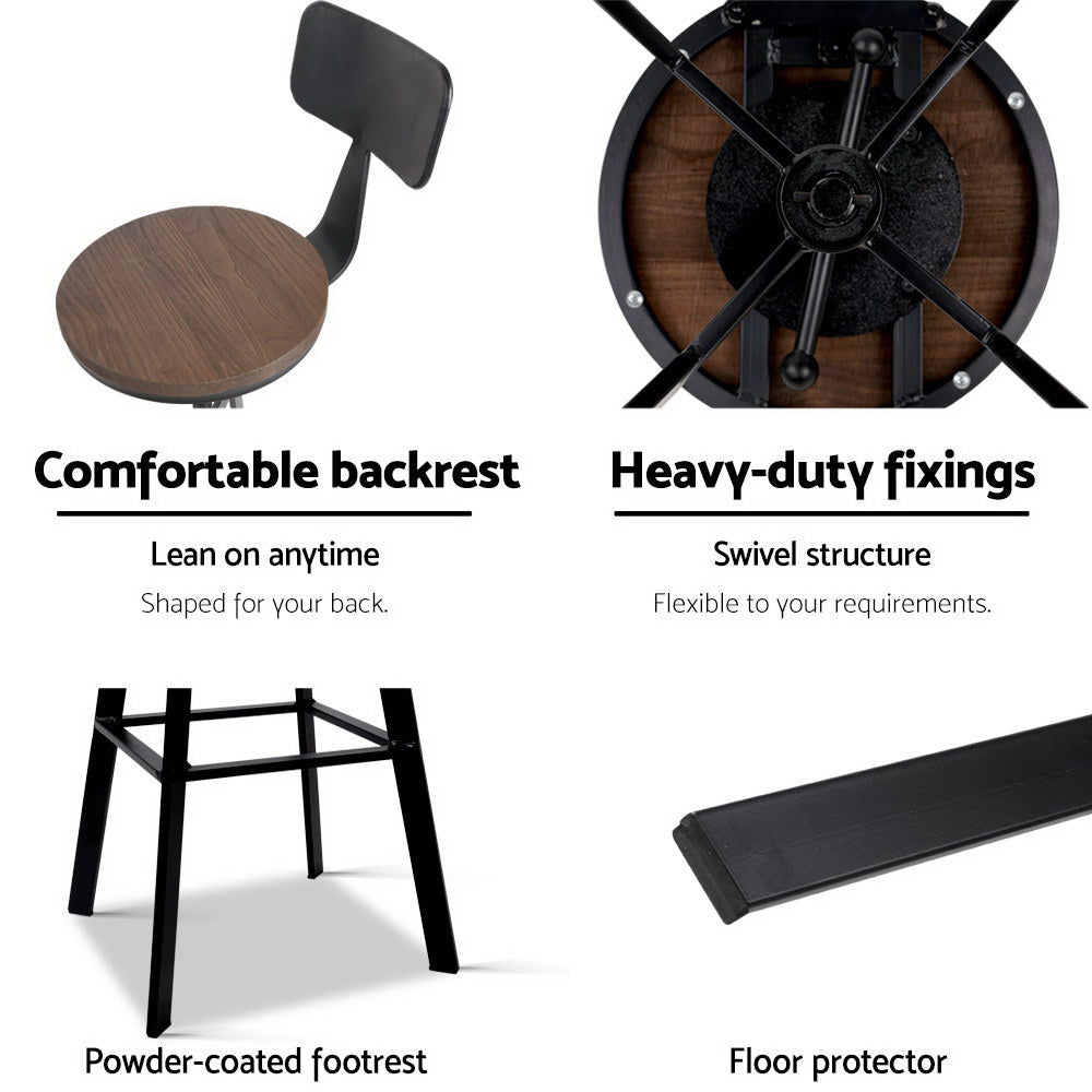 Maddox Industrial Bar Stools – Black – Set of 2