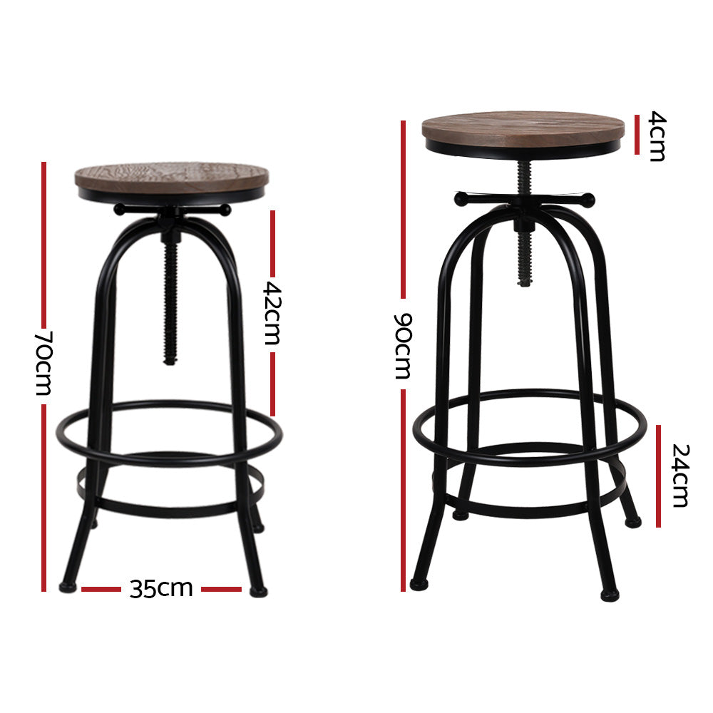 Hudson Adjustable Bar Stools – Brown – Set of 2