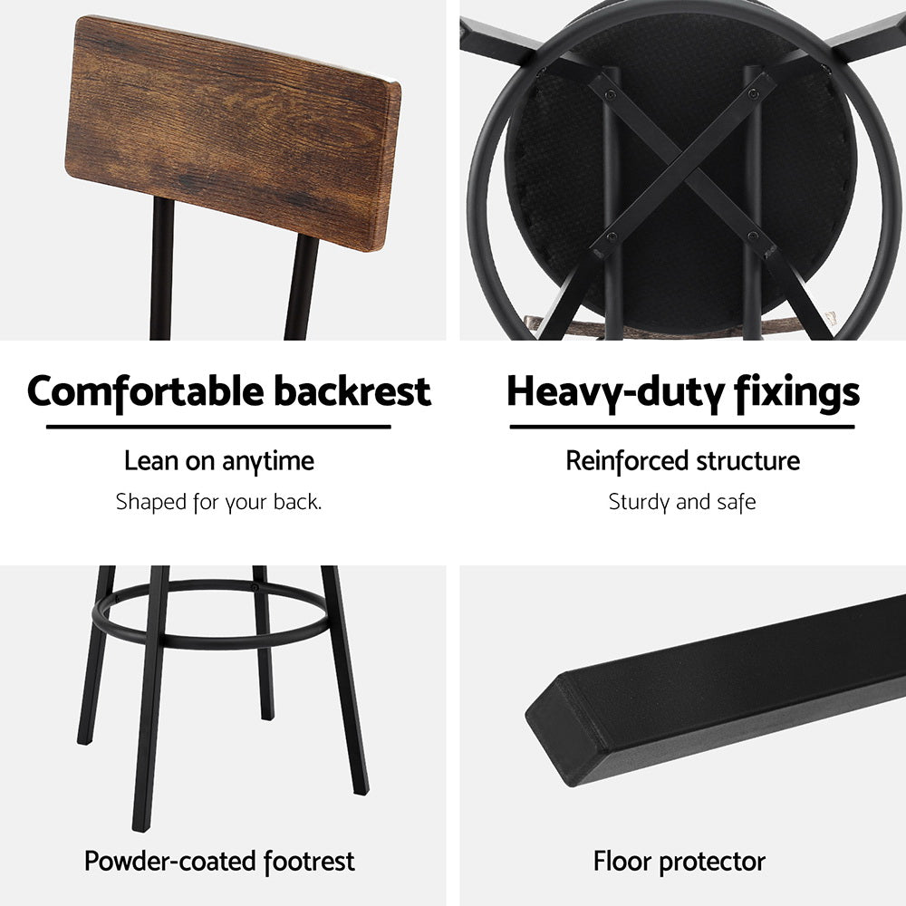 Nova Industrial Bar Stools – Black – Set of 2
