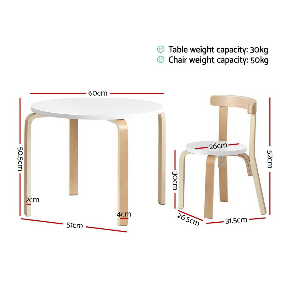 Kieran Kids Table and Chairs Set – White – 3 Piece