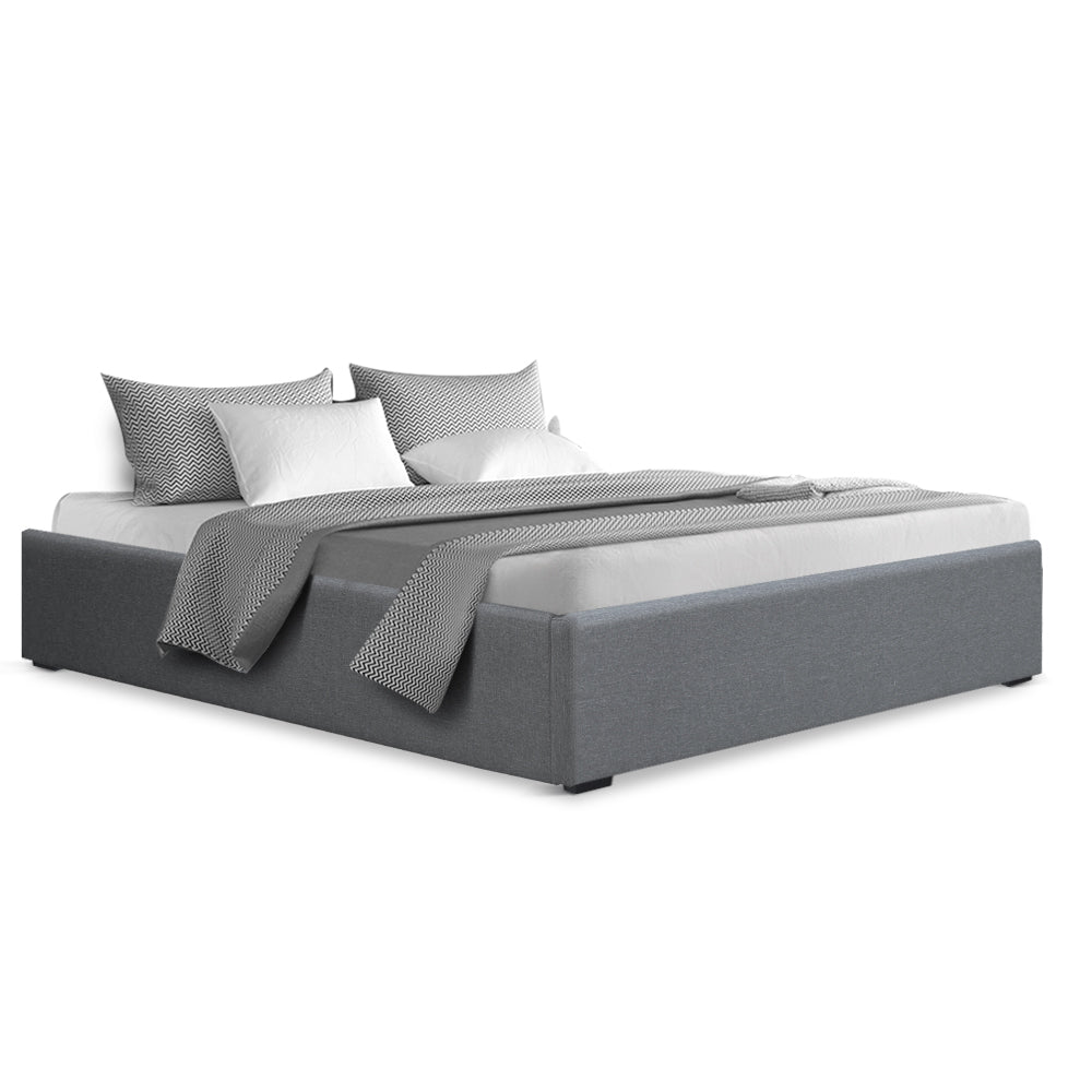 Sorren Gas Lift Linen Bed Frame – Grey – Double