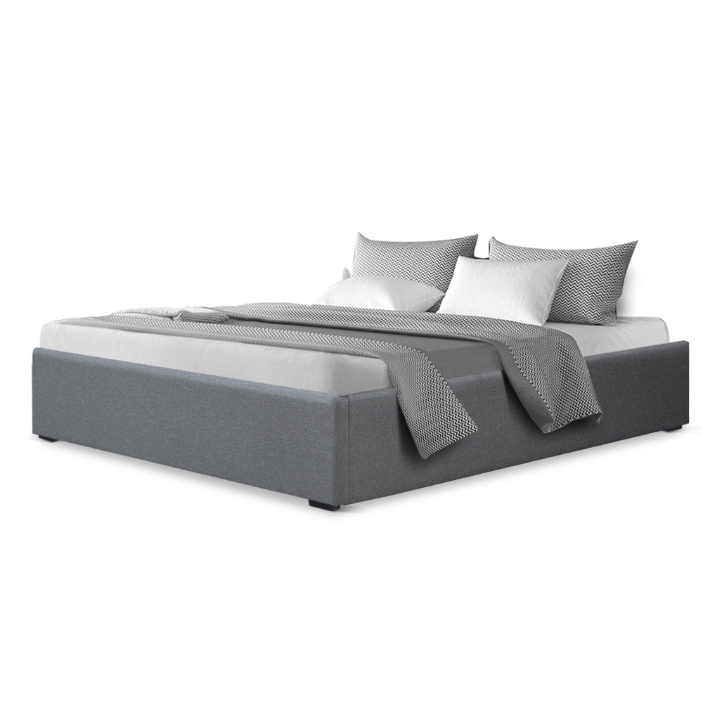 Sorren Gas Lift Linen Bed Frame – Grey – Double