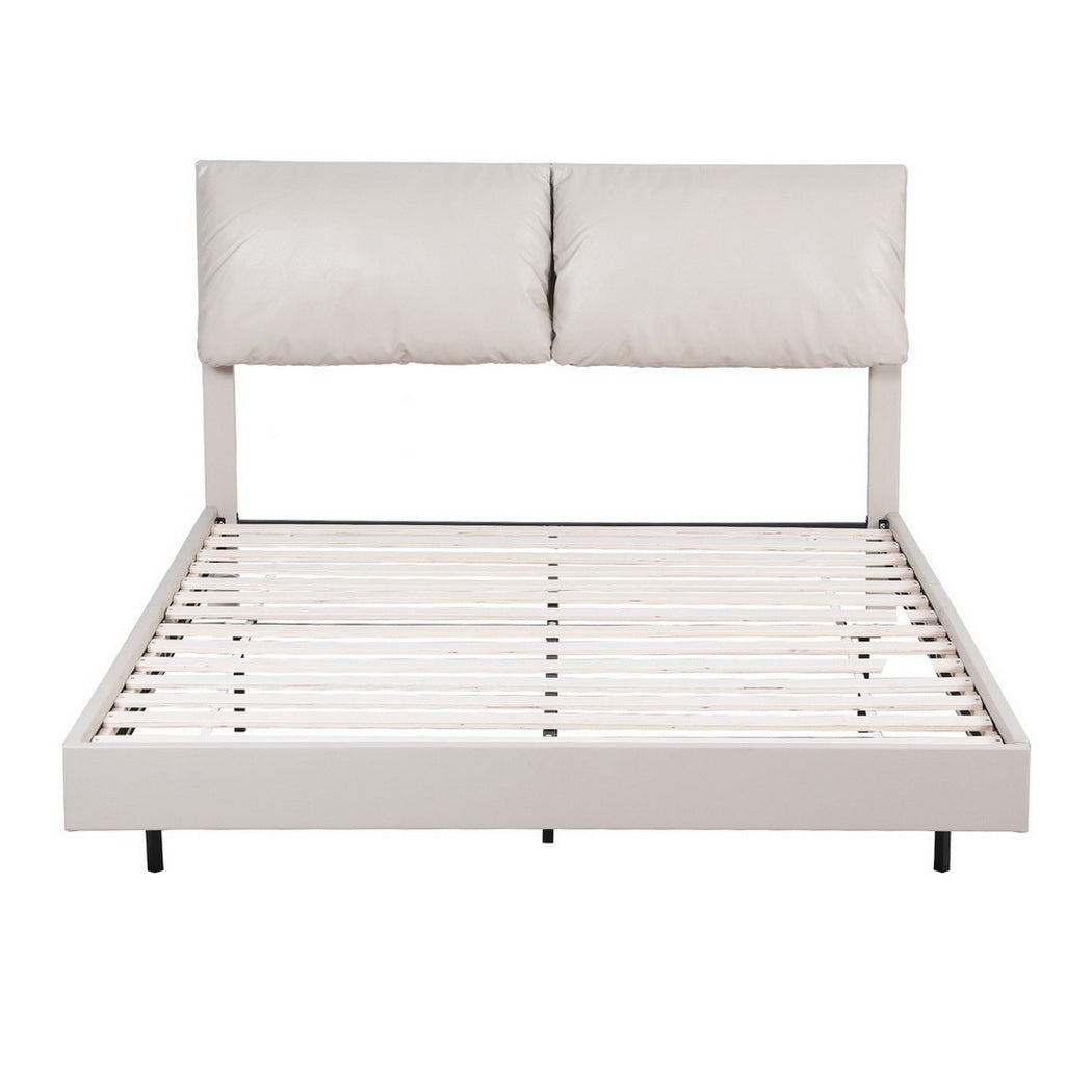 Kenzie Upholstered Bed Head – White – Queen