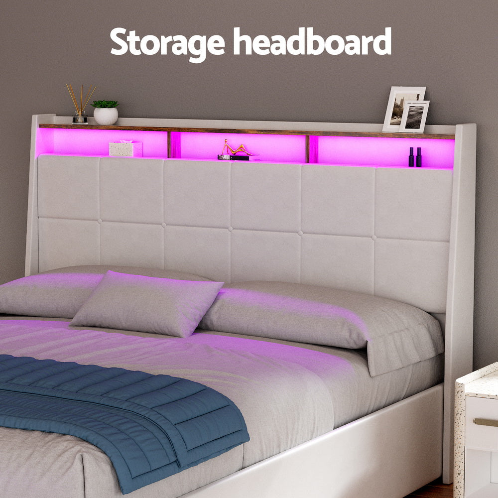 Bishop Leather Bed Head – White – Double