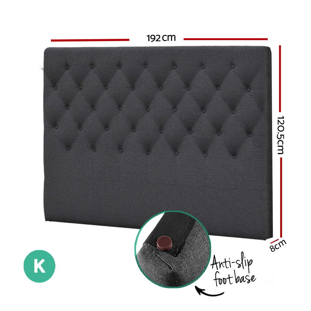 Emery Tufted Bed Head – Charcoal – King