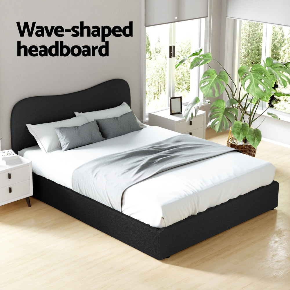 Dara Bouclé Bed Frame – Black – Queen