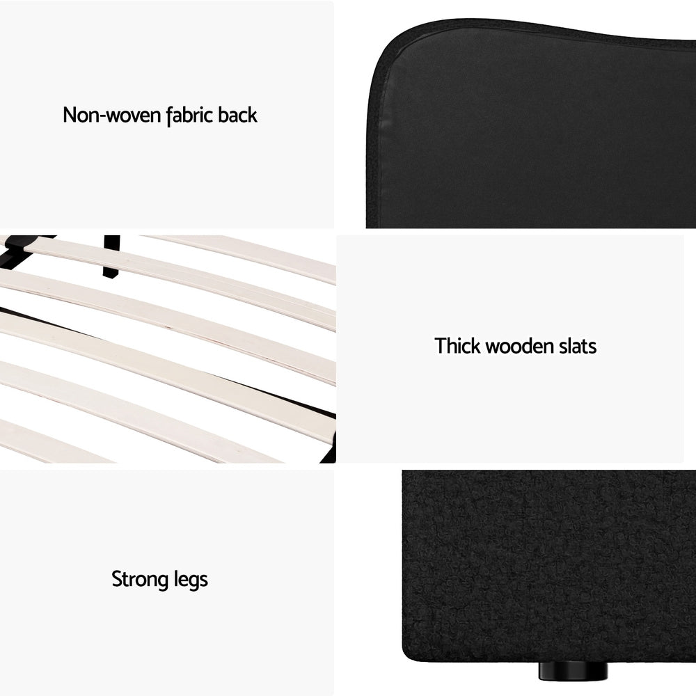 Dara Bouclé Bed Frame – Black – Queen