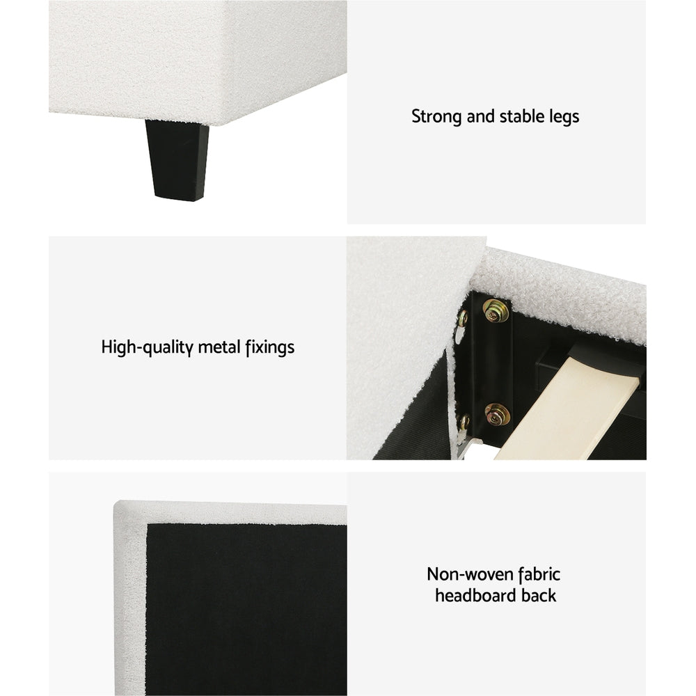 Neo Bouclé Bed Frame – White – Double