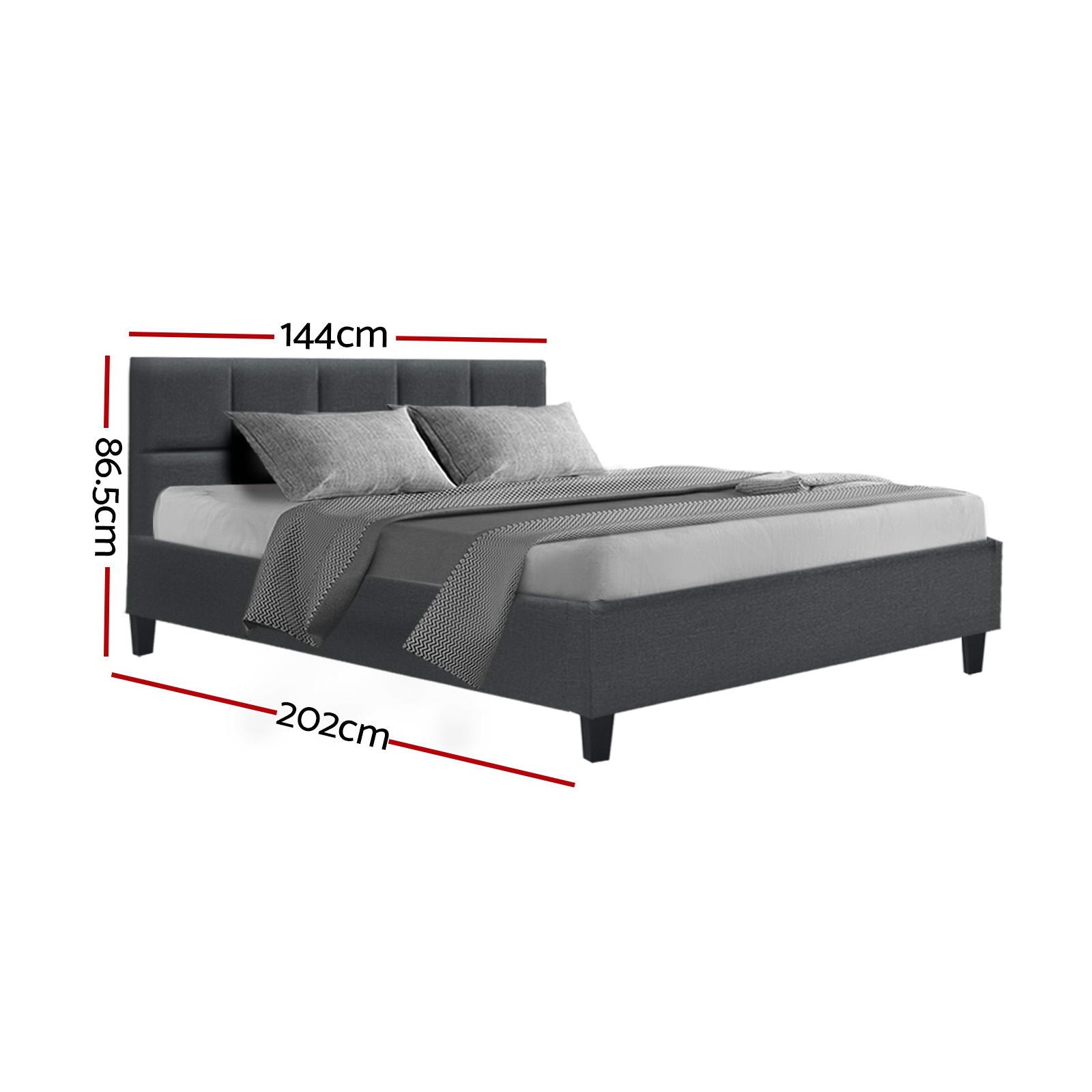 Tivara Linen Upholstered Bed Frame – Charcoal – Double