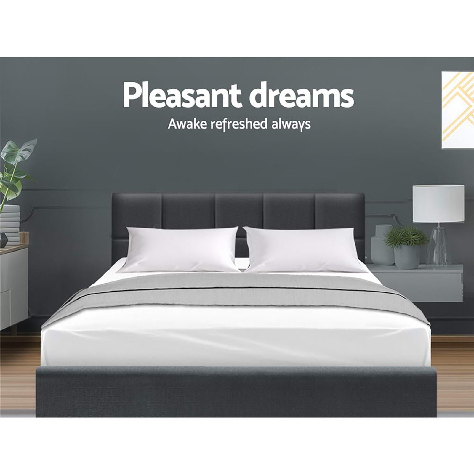 Tivara Linen Upholstered Bed Frame – Charcoal – Double