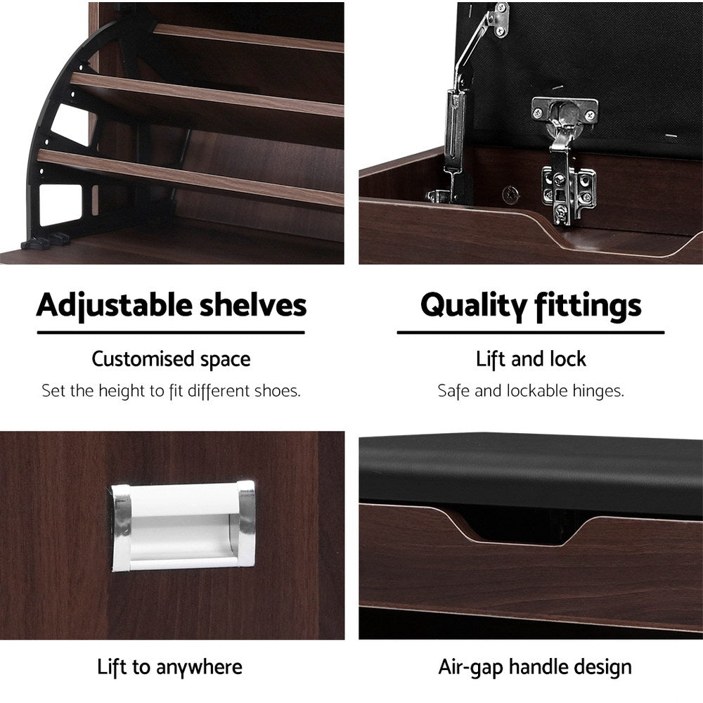 Marston Shoe Storage Bench – Walnut – Standard