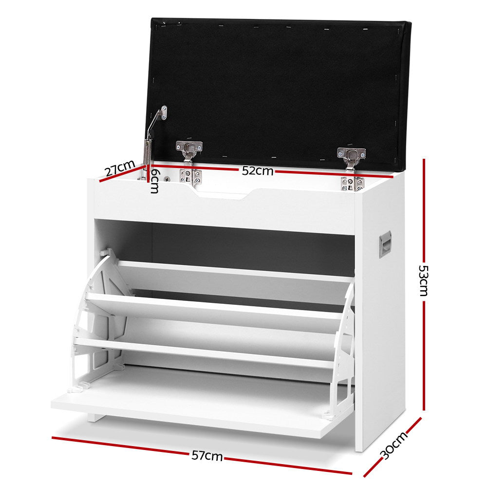 Kallos Shoe Storage Bench – White – 3 Tier