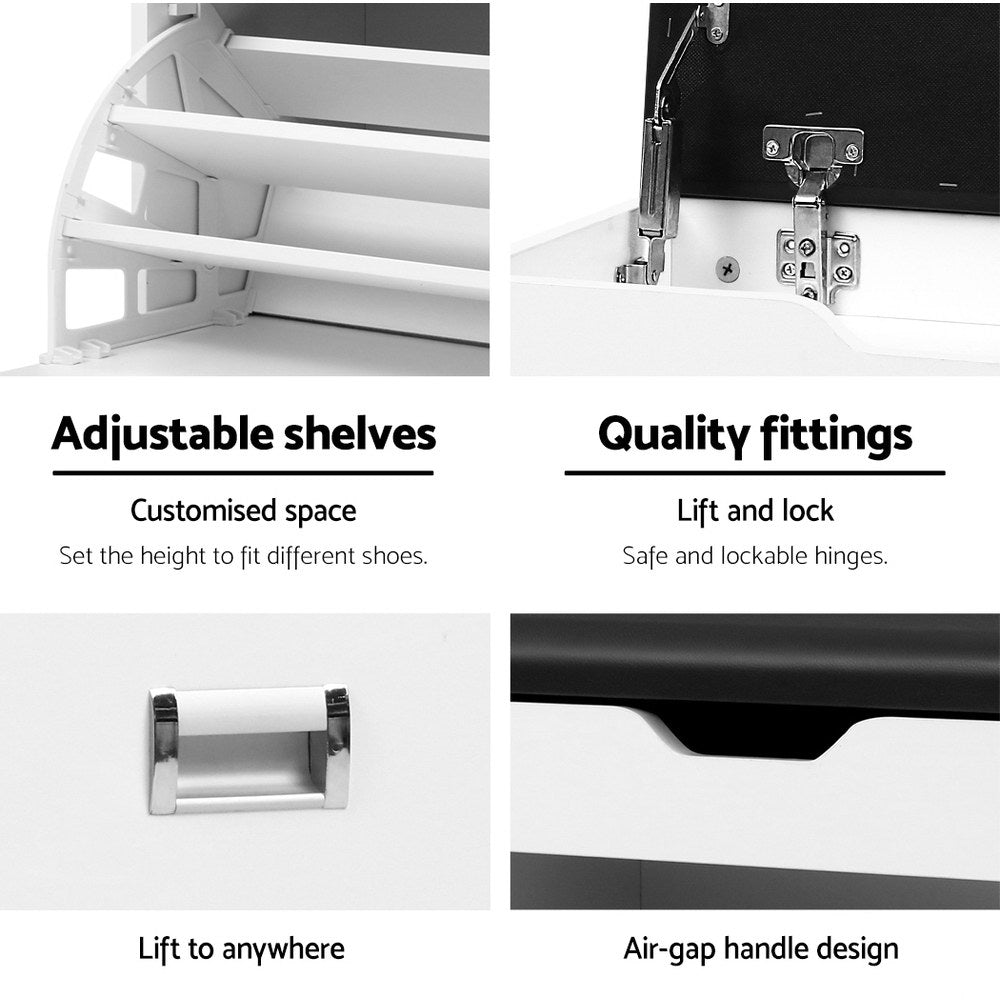 Kallos Shoe Storage Bench – White – 3 Tier