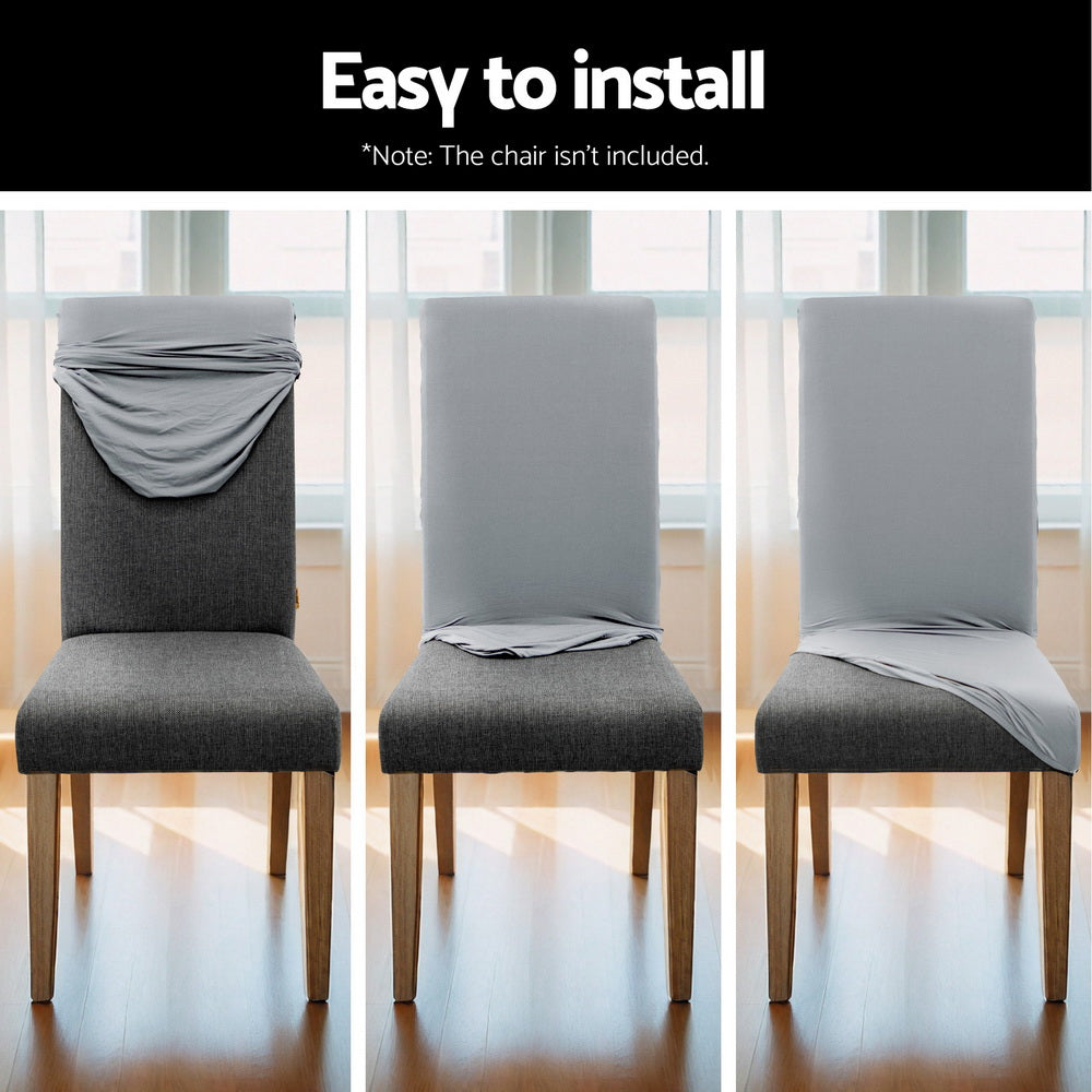 Stretch Spandex Chair Covers – Grey – Set of 6